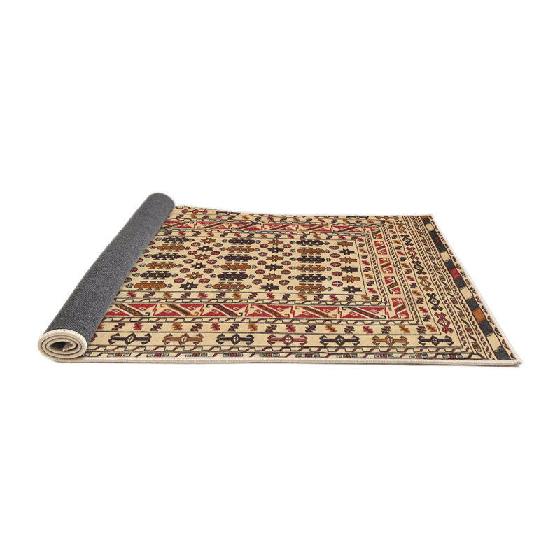 Tapis oriental beige / rouge, Rond 7 pi