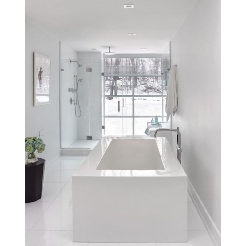 Cube 72'' L Soaking Bathtub, Brushed Nickel, Matte White