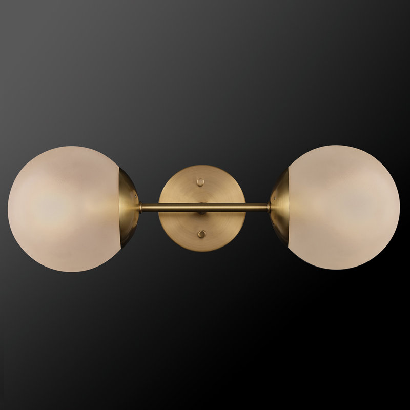 Matte Brass 2-Light Wall Sconce with Frosted Glass Shades