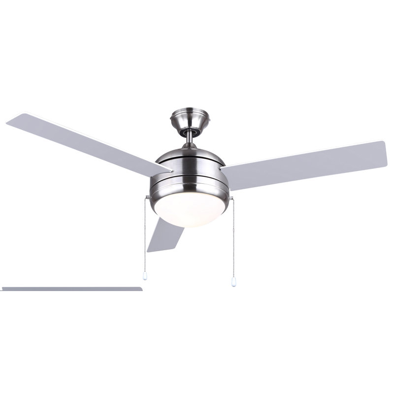 Abbas-Hussein 48'' Ceiling Fan with Light Kit, Brushed Nickel/White