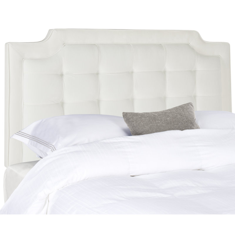 Tête de lit en tissu d'ameublement Findlay, Double, Polyester blanc