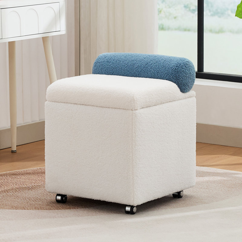 Tabouret avec rangement 18 "avec compartiment caché, Blanc
