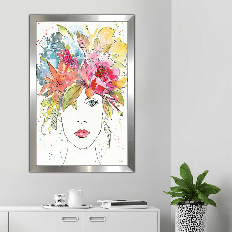 Motif floral III - reproduction d'art, Encadrement argenté, H 27,5 po x l 21,5 po x P 0,75 po