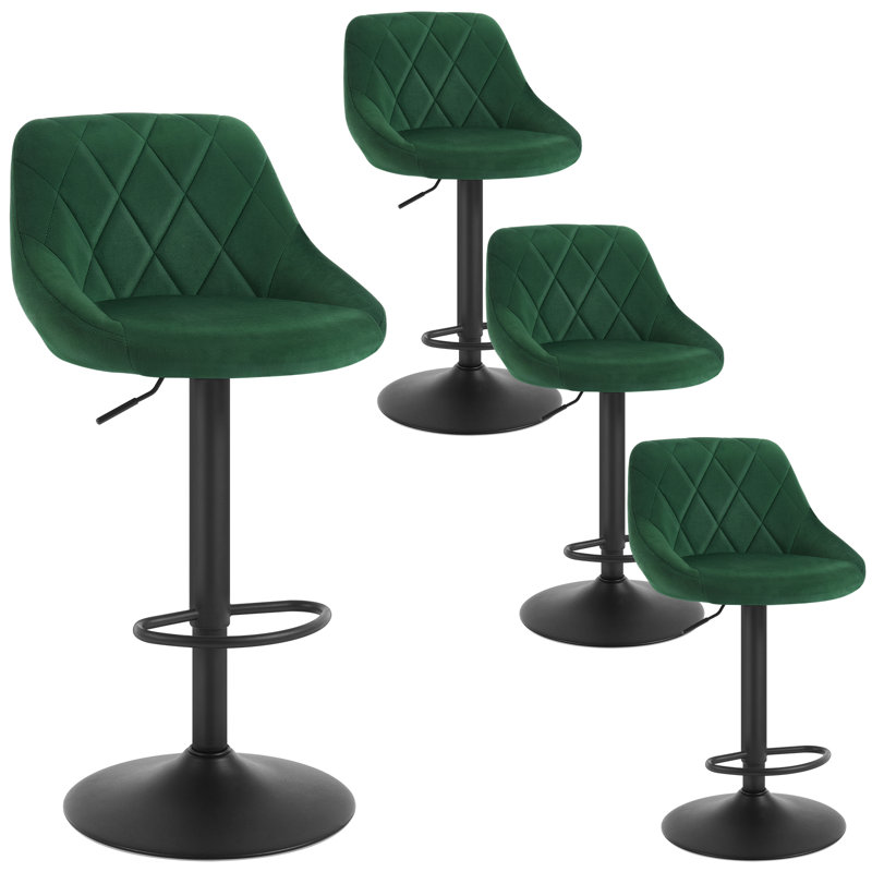 Swivel Yes Bar Stool with Steel Frame, Dark Green