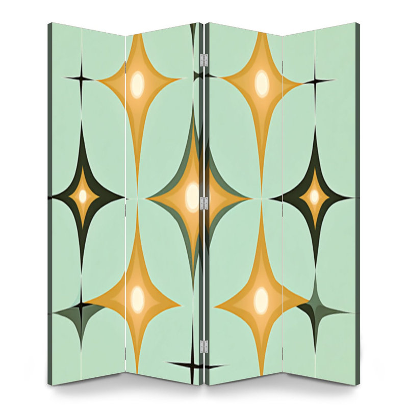 Paravent 4 panneaux à cloison pliable Royal Mid Century, 4, H 71 po x l 64 po x P 1 po