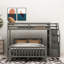 Lit mezzanine simple au-dessus d'un lit double avec escalier, gris-254160885