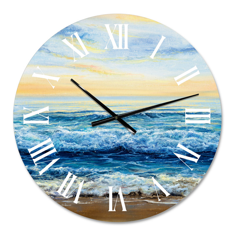 Ocean Waves At Dawn - horloge murale nautique et côtière, Petit