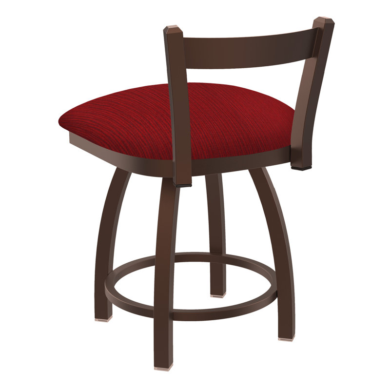 Tabouret de coiffeuse en métal Catalina, Tissu-graphique rubis, Bronze