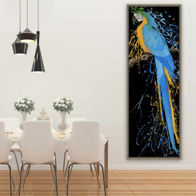 Blue Macaw Parrot Pop Art Canvas | Framed Living Room Decor