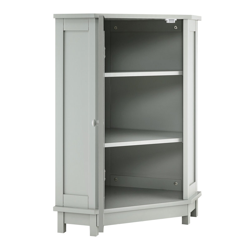 Modern Style Grey Triangle Corner Cabinet With Adjustable Shelves For Bathroom And Entryway. High - Quality Construction Storage Hallway Pantry. Waterproof Peel Surface
