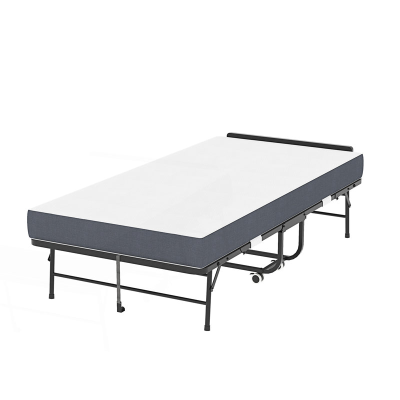 Folding Bed With Adjustable Headboard, 5" Memory Foam Rollaway Bed