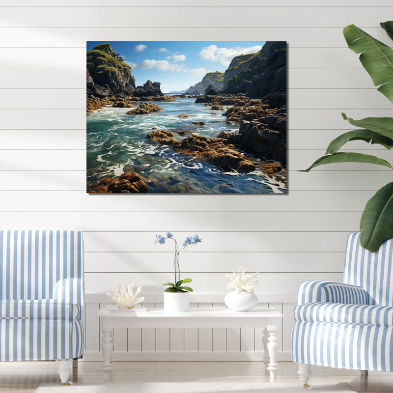 Rocky Beach Coastal Contrast, Toile tendue, H 30 po x l 40 po x P 1,5 po