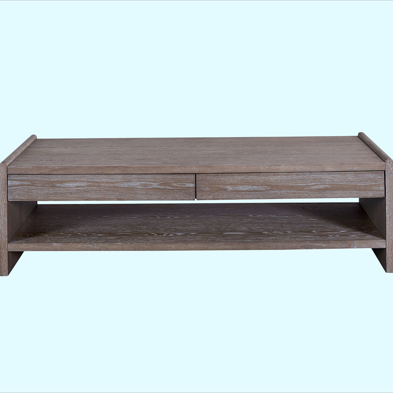 Table basse à 2 tiroirs avec plateau en bois - cacao