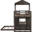Lit superposé en bois gris antique avec maisonnette, lit simple au-dessus d'un lit double et barrières de sécurité, construction robuste en bois de pin, maisonnette de charge maximale de 400 / 600lbs en gris, taille double, construction, capacité de 400lbs / 600lbs