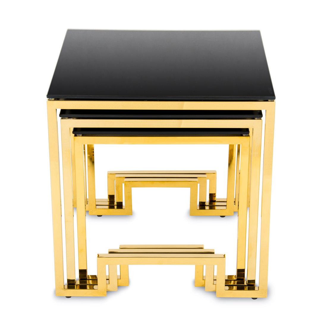 Alvin Glass Top Frame Nest Of Tables