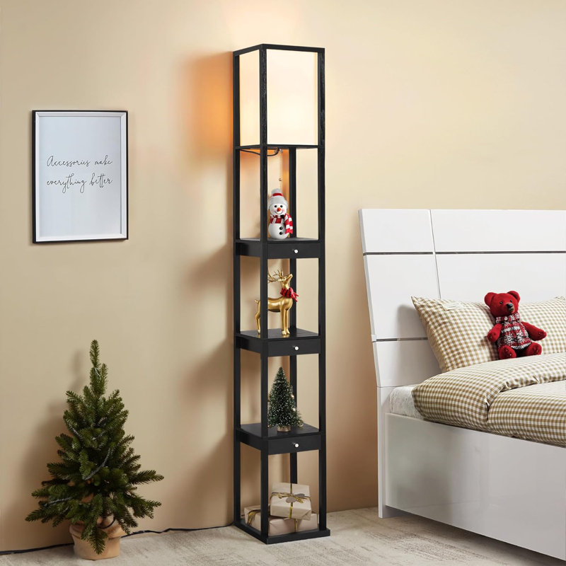 Fawnlily 72'' Black Column Floor Lamp