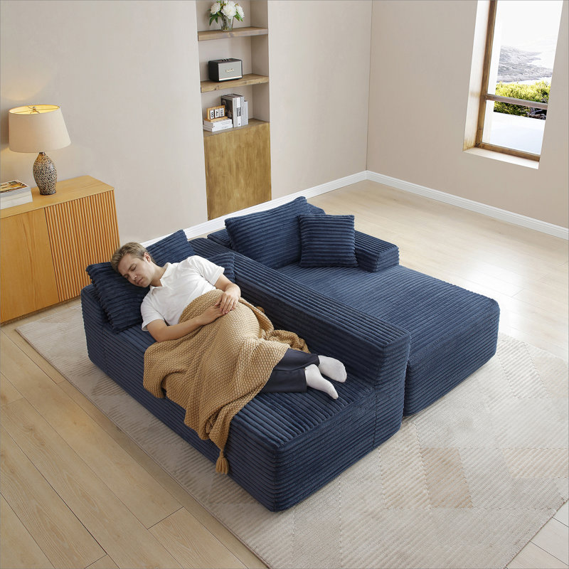 105'' Modular Sectional Sofa, Cloud Sectional Couch with Deep Seat, Modern Modular L-Shape Sofa Couch with Chaise,Upholstered Couches for Living Room Bedroom,No Assembly, (BLUE)