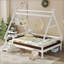 Lit plateforme House avec escalier, structure de lit en bois massif, profil bas et conception amusante pour enfants-802307966-802307963