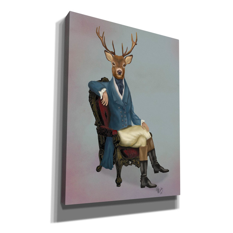 «Distinguished Deer Full» par Fab Funky - impression sur toile tendue, H 54 po x l 40 po x P 1,5 po
