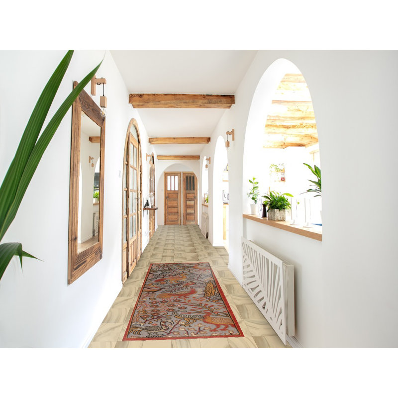 Tapis de couloir indien animaux en laine Ziegler 2x8