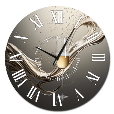 Champagne Glass River Simplicity - Champagne White Face Wall Clock