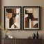 «Modern Modern Brown and Beige Geometric Abstract Artwork», ensemble de 2 reproductions d'art encadrées de qualité supérieure sur papier 26 po x 36 po-128706194