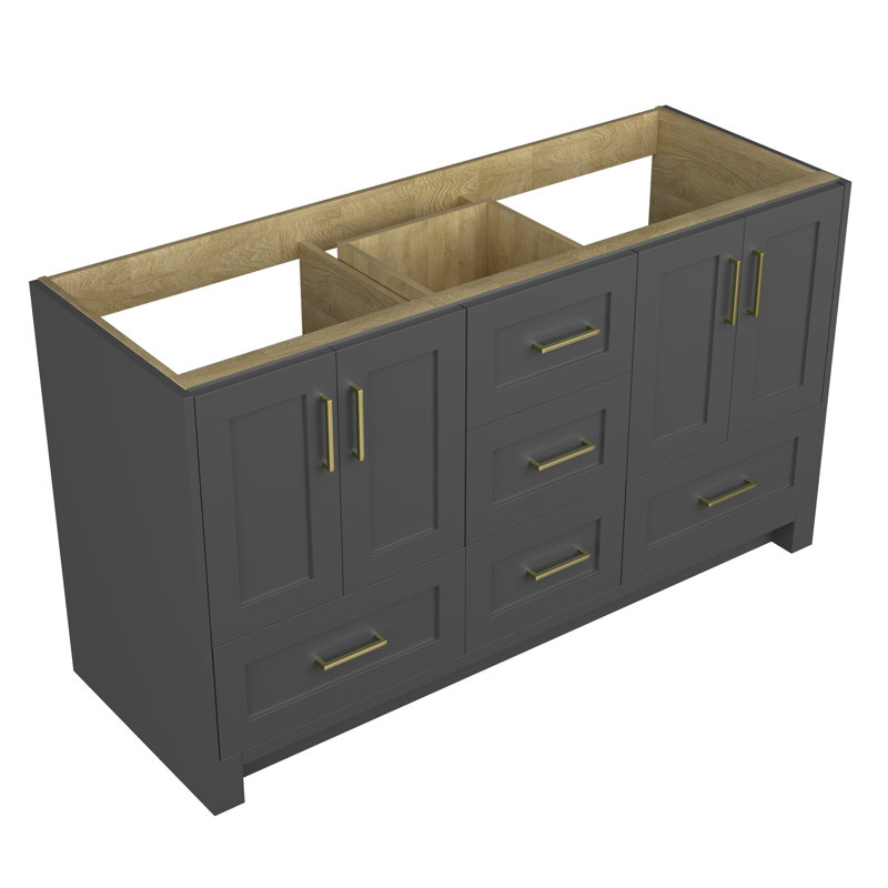 Base de meuble-lavabo double Taranika, Gris foncé
