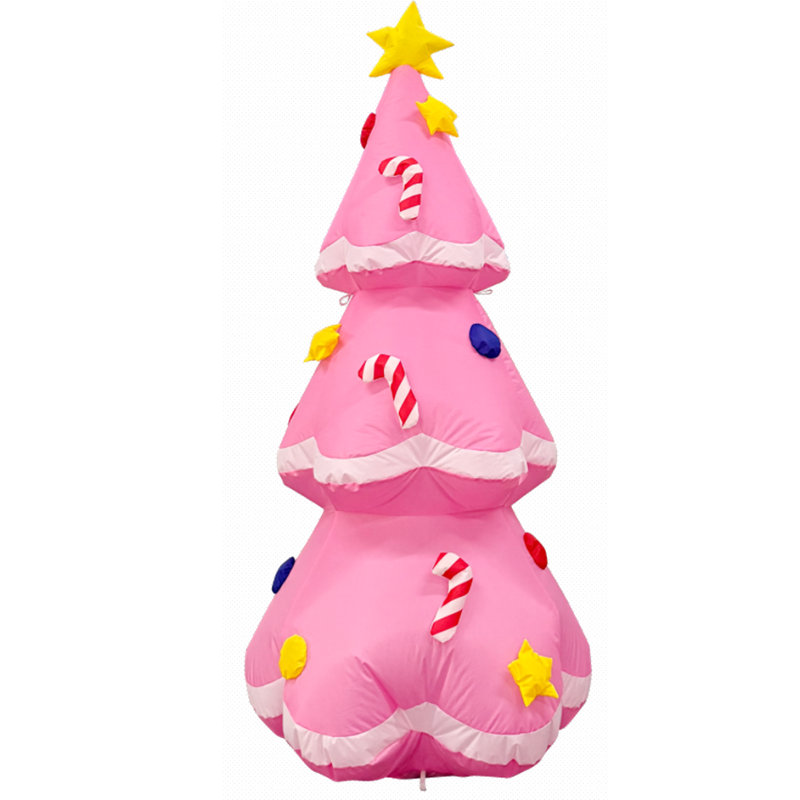 Arbre de Noël gonflable avec lumières DEL intégrées et boîte à musique , H 59,1 po x l 27,6 po x P 27,6 po, Rose
