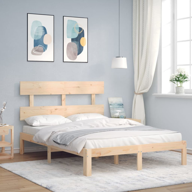 Bed Frame with Headboard, European Double (140 x 200cm), Natural