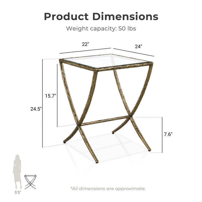 Lalia Modern Hammered Metal 3-Piece Bedroom Set, Matte Gold, Full, 3 Pcs: Bed, Bench, Side Table