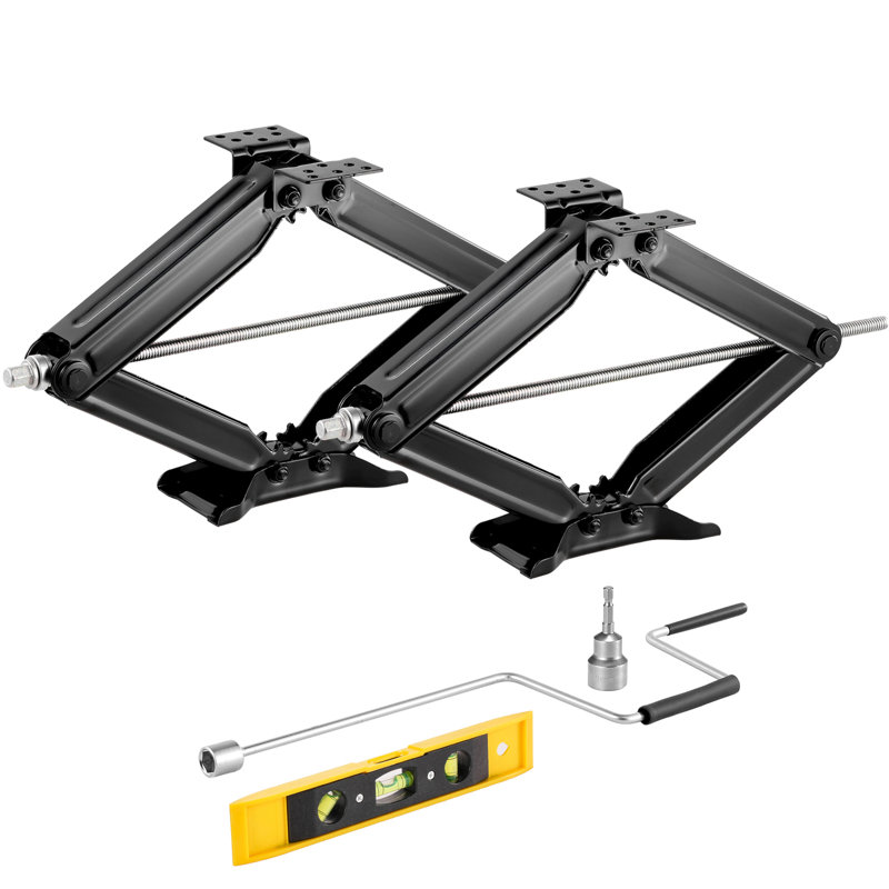 9000 lbs RV Scissor Jacks, 4-23.4 in RV Stabilizer Leveling Scissor Jacks, Heavy Duty Stabilizer Jack with Crank Handle, Socket and Bubble Levels, Not Easily Bent or Deformed