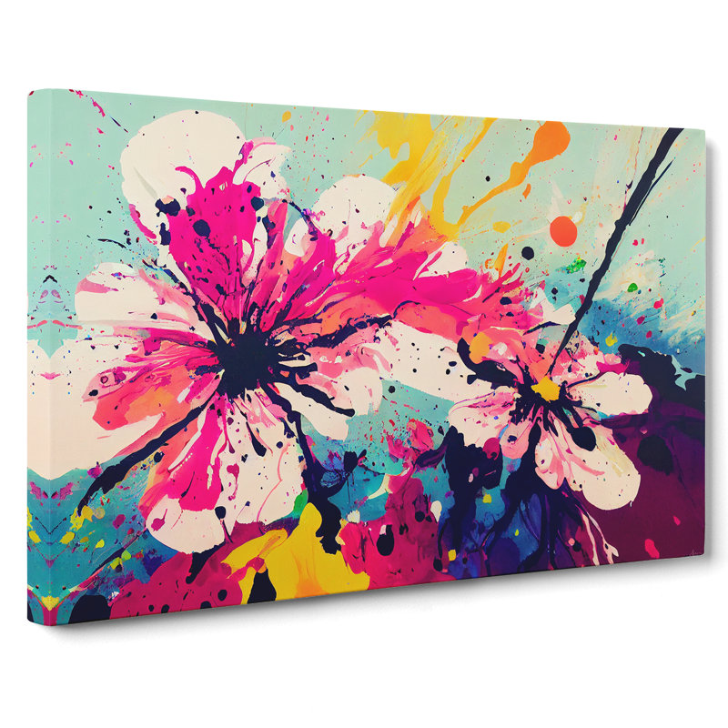 Unique Flower Splash Abstract - Wrapped Canvas Painting, 35cm H x 50cm W x 3cm D