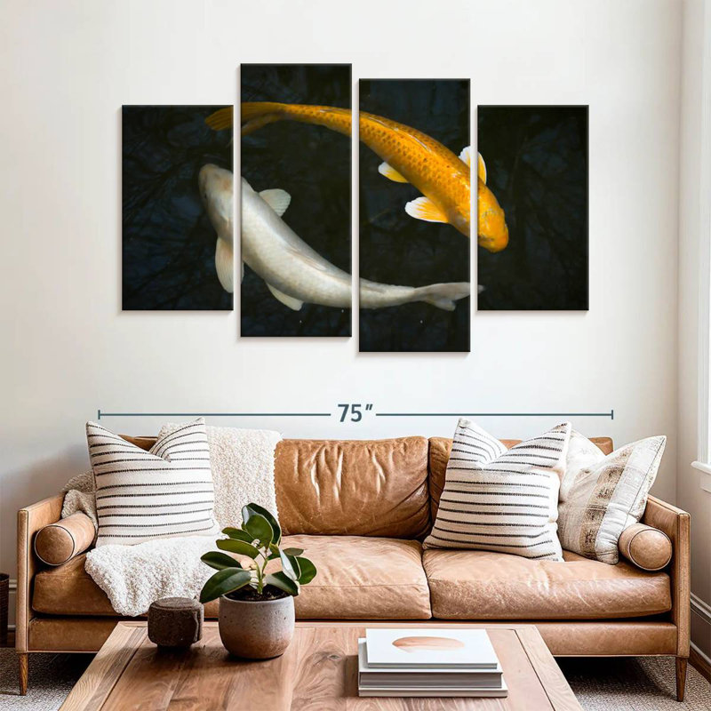 Argent et or Koi, H 42 po x l 68 po