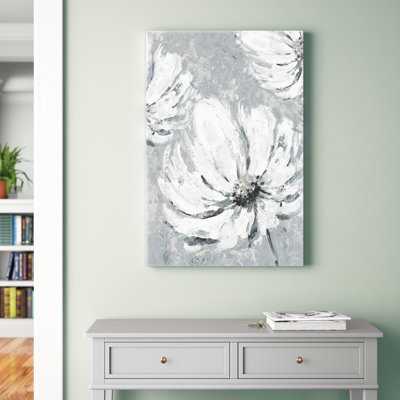 Grande fleurs blanches sur ardoise gris-impression sur toile