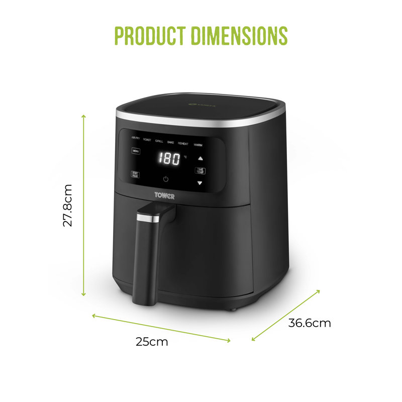 Tower  4L Single Basket Digital Air Fryer with Vortx Technology, 6 Cooking Pre-Sets,Digital Control Panel, 1300W
