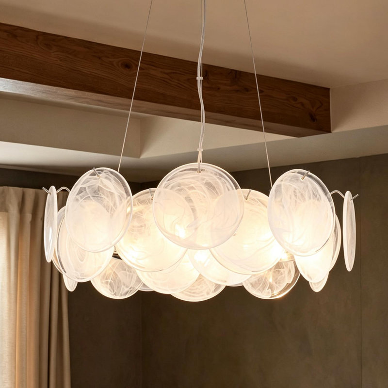 6 - Light Murano Cloud Glass Chandelier