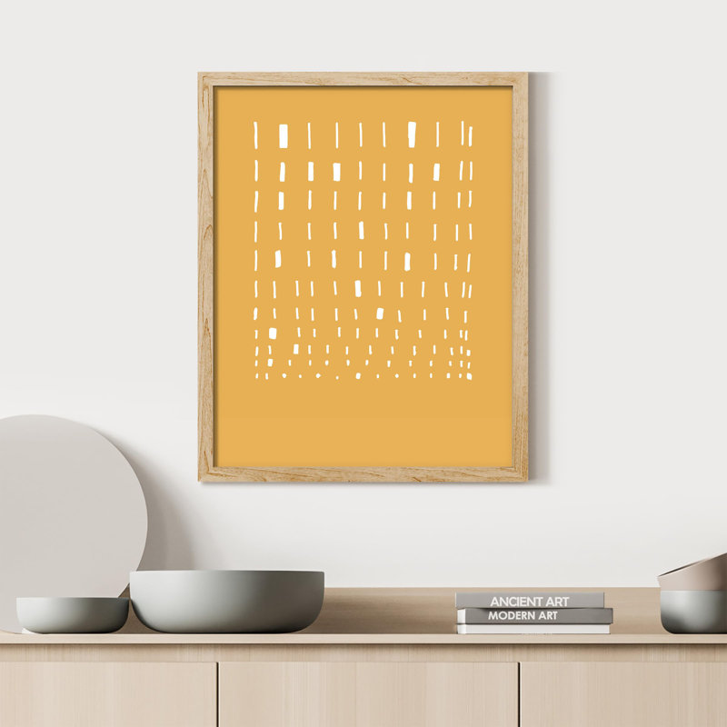 " Geometric Dot Pattern Yellow Abstract ", Natural, 14" H x 11" W