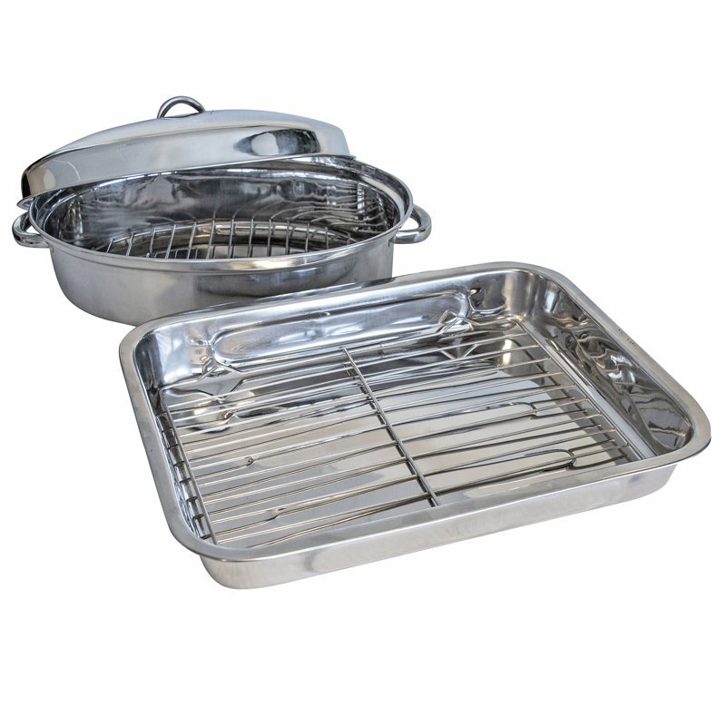 Stainless Steel Oval and Rectangular Roasting Set with Lids