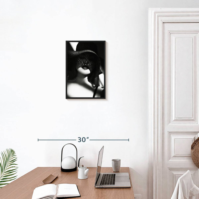Pois blancs, 13 po x 19 po, Cadre flottant noir