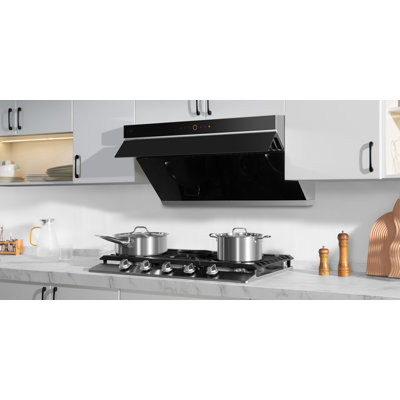 Hotte de cuisine sous armoire de 91 cm (36 po) et 1000 pi³/min (28,5 L/min), 3 vitesses avec mode turbo pour sauté, ventilateur silencieux, deux moteurs CC, éclairage DEL ultra-lumineux, facile à nettoyer, filtre à chicane, noire