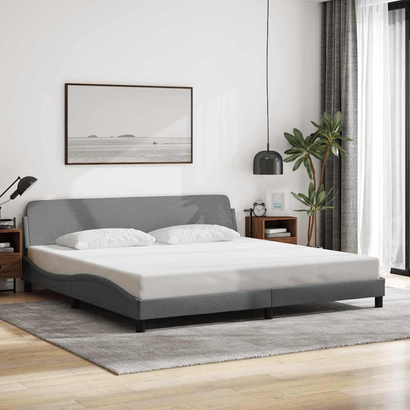 Structure de lit vidaXL Dover gris clair - tissu de 193 x 203 cm, Gris clair
