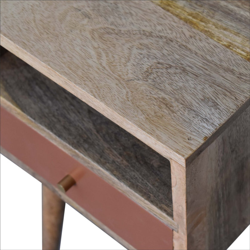 Table de chevet moderne Mid Century, Rouge brique