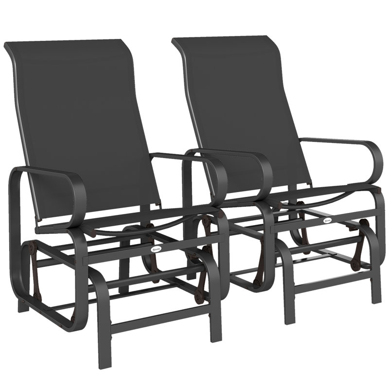 Ensemble de chaises coulissantes pour l'extérieur pour l'extérieur avec mécanisme à bascule lisse et construction légère pour la cour, noir