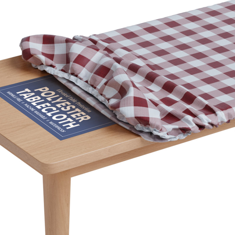 Nappe de cuisine en polyester - Élastique, imperméable, lavable, convient à la table, motif à carreaux, 96" L x 30" W