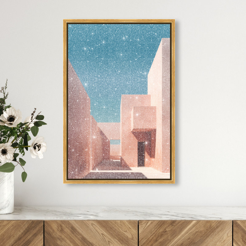 Structured Pink II Print by Oliver Gal, 55"H x 37"W, Gold Floater Frame