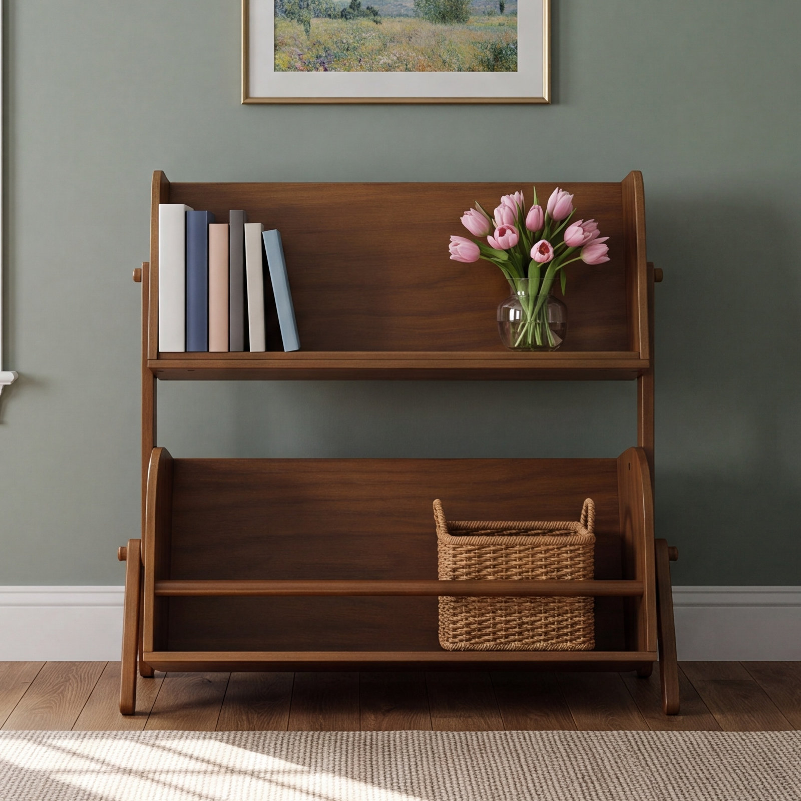Tally Storage Bookcase, Natural Walnut