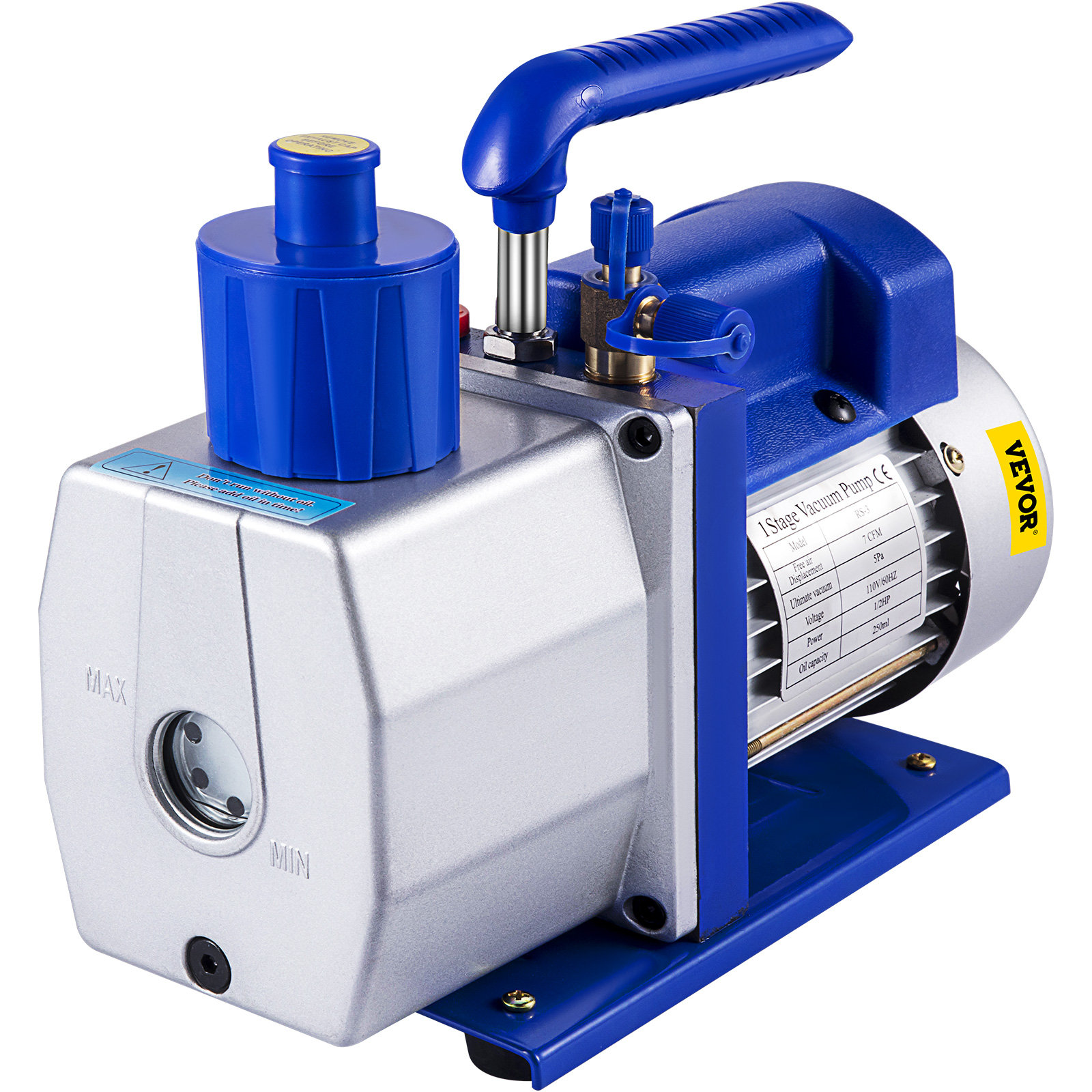 VEVOR Vacuum Pump 7 CFM 1/2 HP Single Stage Air Conditioning Vacuum ...