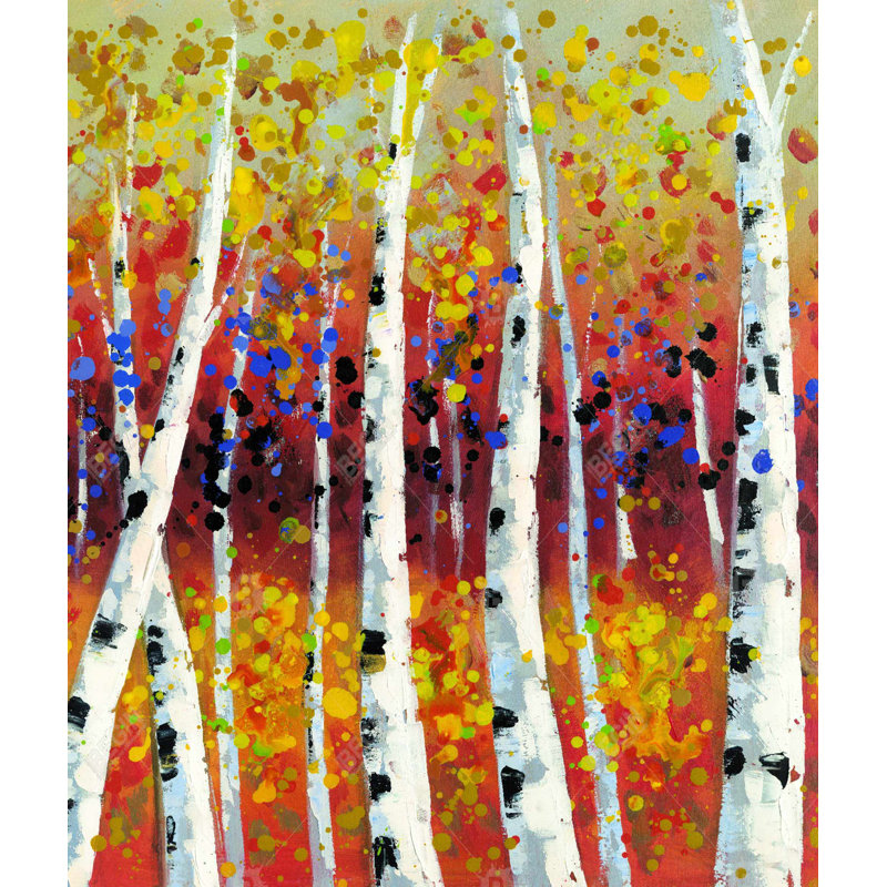 Colored Birches Yellow King Duvet Cover - Home Decor
