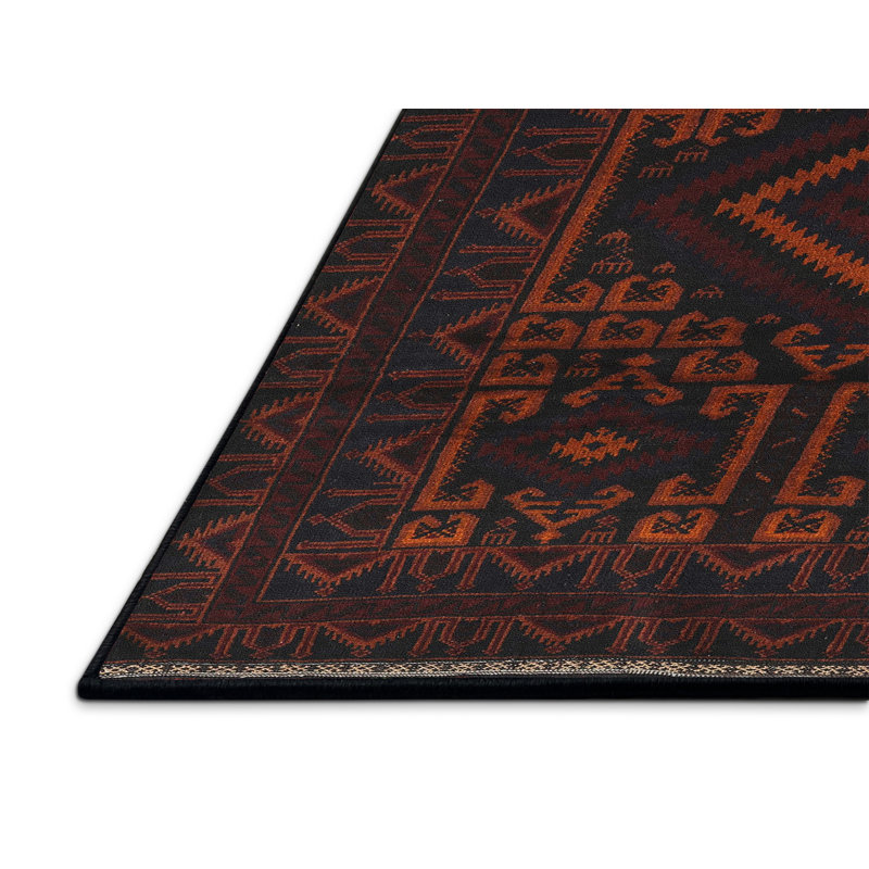Tapis oriental noir / rouge, Rectangle 5 pi x 7 pi