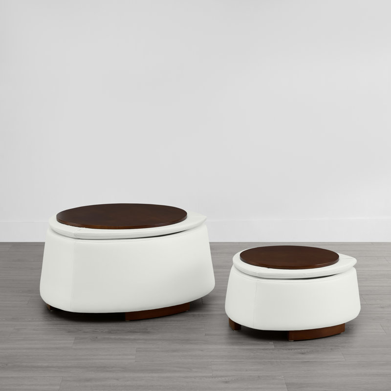 Repose-pieds avec rangement Armeda (ensemble de 2), Blanc